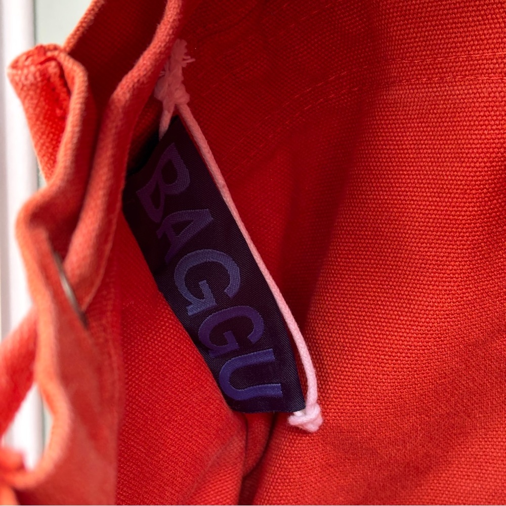 BAGGU Orange Canvas Drawstring Backpack - Picture 4 of 8